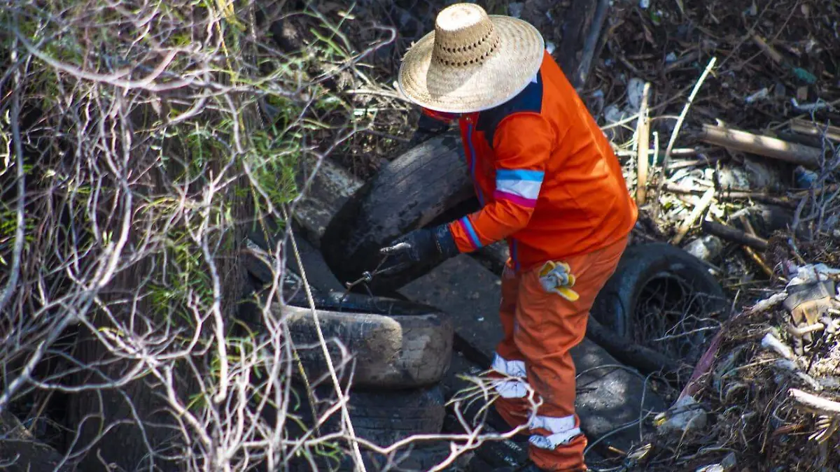 Retiran 11 toneladas de llantas del río Atoyac